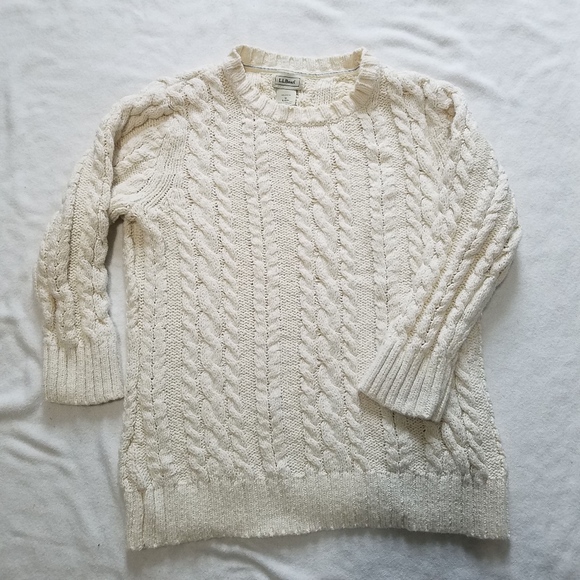 L.L. Bean Sweaters - L.L. Bean Cream Knitted 3/4 Sleeve Sweater